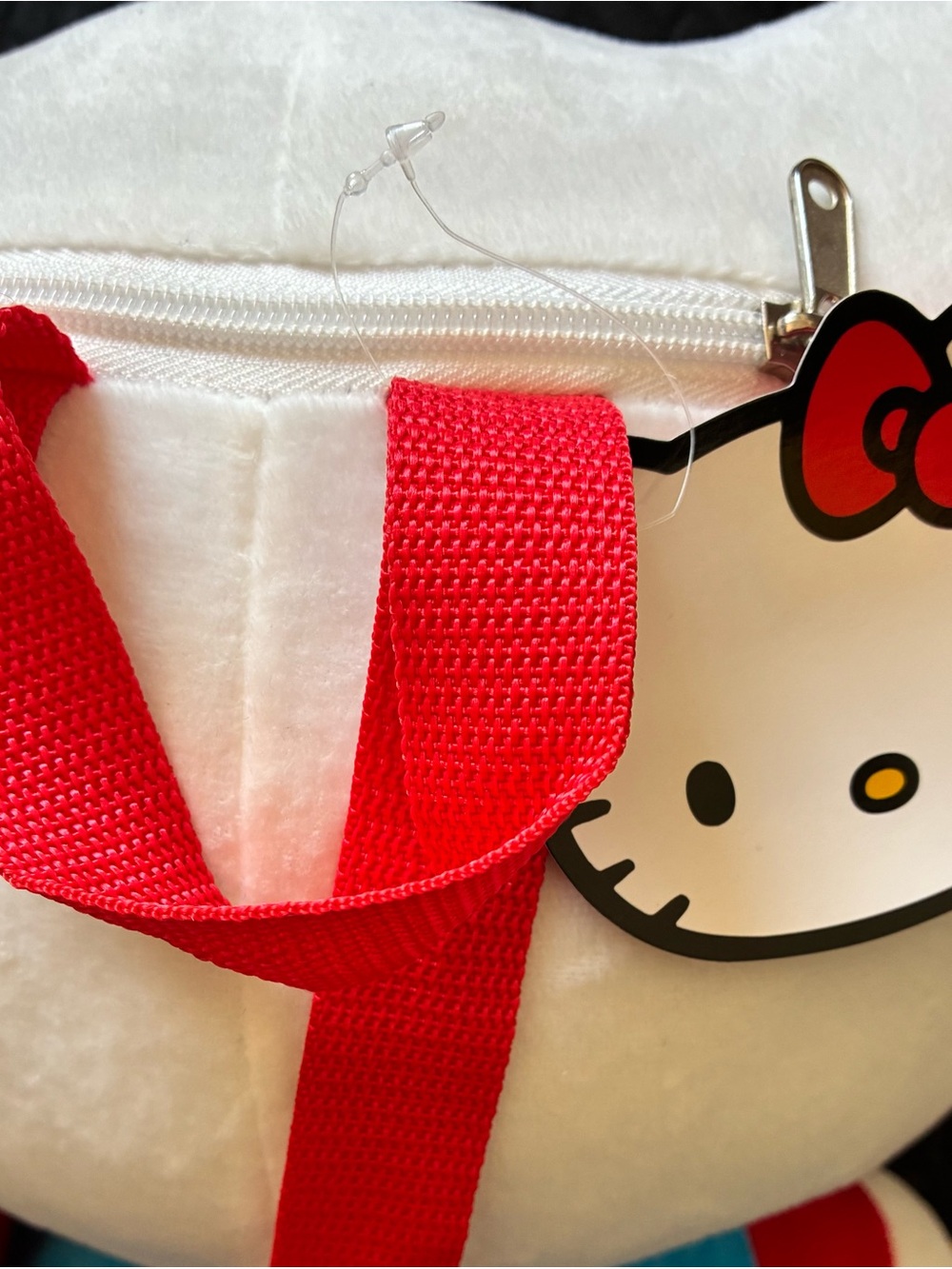 Sanrio Hello Kitty Plush Backpack - White NWT Red Bow and Blue Outfit - Picture 6 of 8